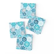 Magical snowflakes 2 // pastel blue background ice marine turquoise grey blue white snowflakes