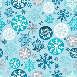 Magical snowflakes 2 // pastel blue background ice marine turquoise grey blue white snowflakes