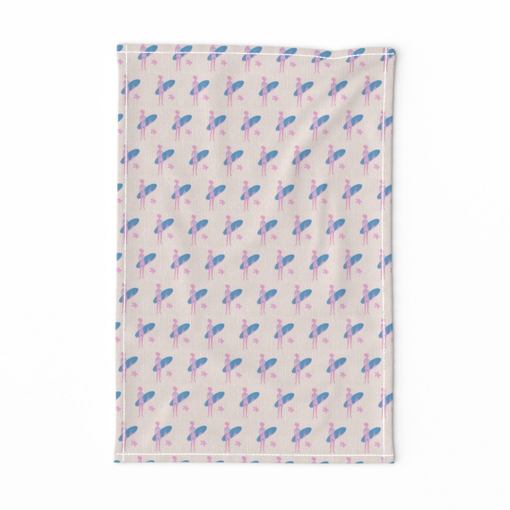 Surf Bunny on sand//girls surf fabric. modern seaside fabric