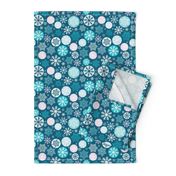 Magical snowflakes 4 // marine background mauve turquoise pastel ice blue white snowflakes