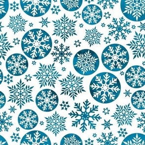 Magical snowflakes 5 // white background marine blue snowflakes