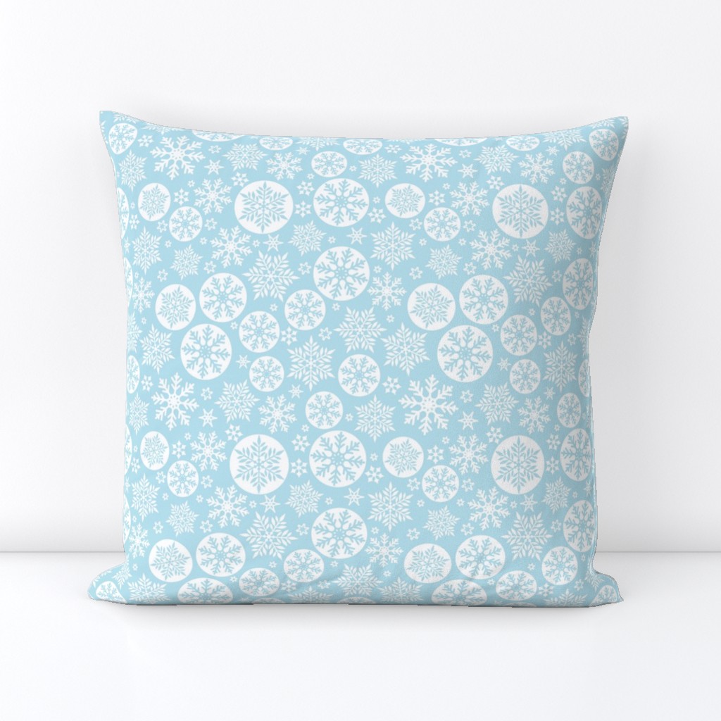 Magical snowflakes 6 // pastel blue background white snowflakes