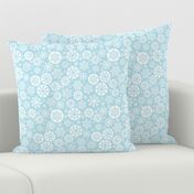 Magical snowflakes 6 // pastel blue background white snowflakes