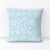 Magical snowflakes 6 // pastel blue background white snowflakes