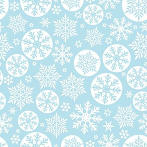 Magical snowflakes 6 // pastel blue background white snowflakes