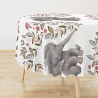 54"x36" Baby Elephant with Flowers & Crown