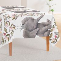 54"x36" Baby Elephant with Flowers & Crown