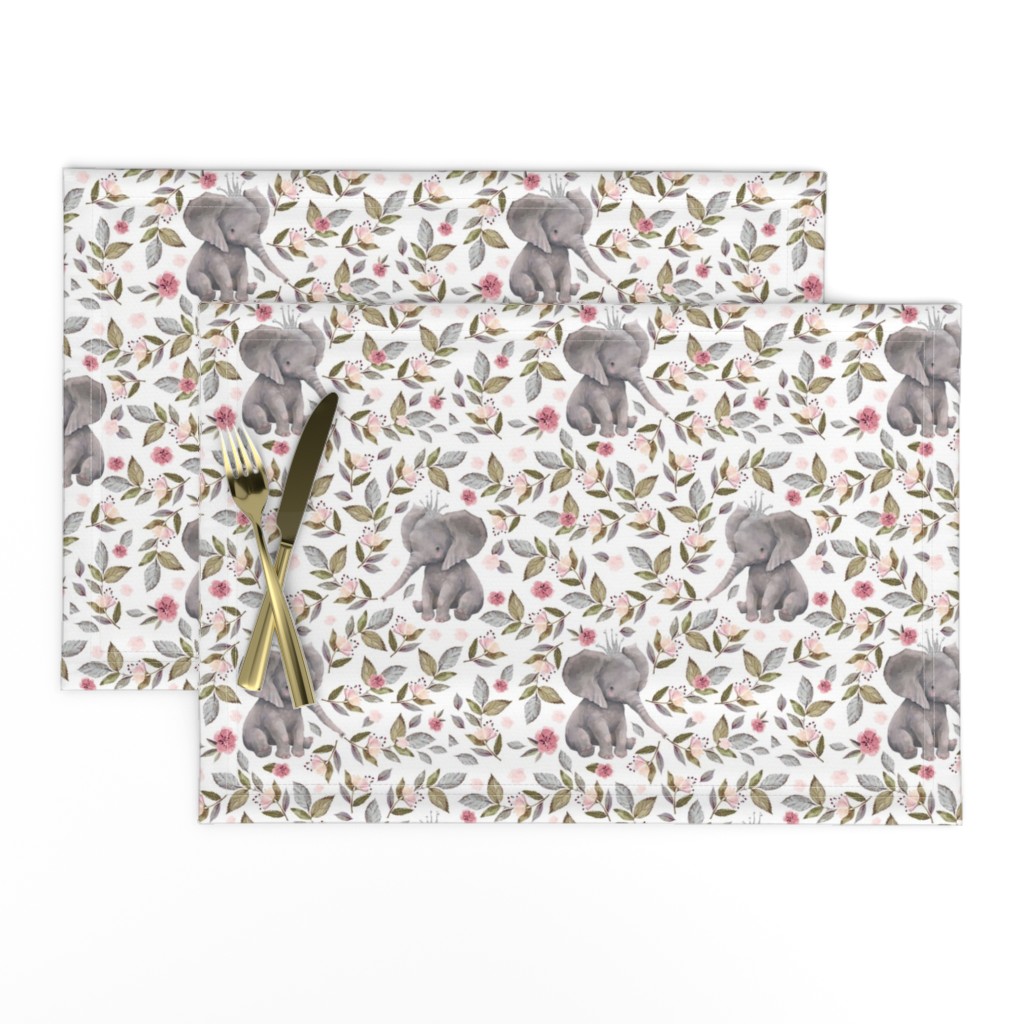 8" Baby Elephant with Crown & Florals /  Mix & Match