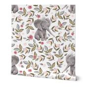 8" Baby Elephant with Crown & Florals /  Mix & Match