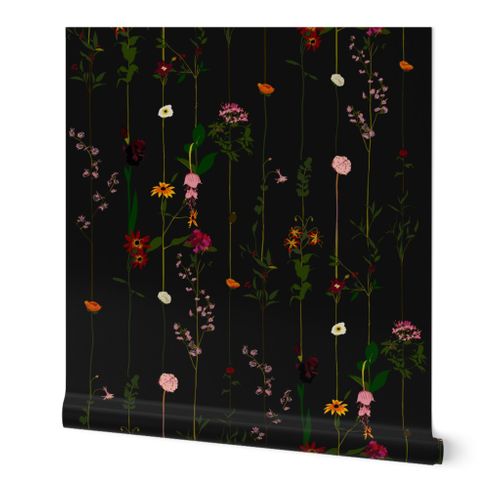Floral Wallroll - dark Wallpaper | Spoonflower