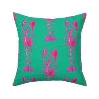 Lobster Wood Block Print - Green & Pink