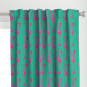 Lobster Wood Block Print - Green & Pink