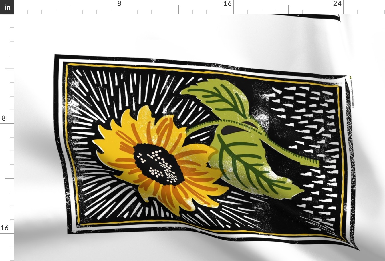 Sunflower Block Print Tea Towel & Wall Hanging*