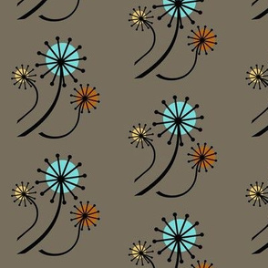 Mid Century Modern Dandelions on Taupe