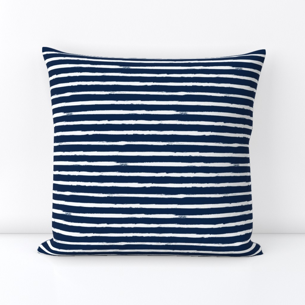 White Painted Stripes on Navy Blue (Grunge Vintage Distressed 4th of July American Flag Stripes)