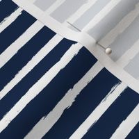 White Painted Stripes on Navy Blue (Grunge Vintage Distressed 4th of July American Flag Stripes)