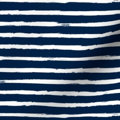 White Painted Stripes on Navy Blue (Grunge Vintage Distressed 4th of July American Flag Stripes)