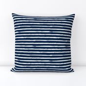 White Painted Stripes on Navy Blue (Grunge Vintage Distressed 4th of July American Flag Stripes)