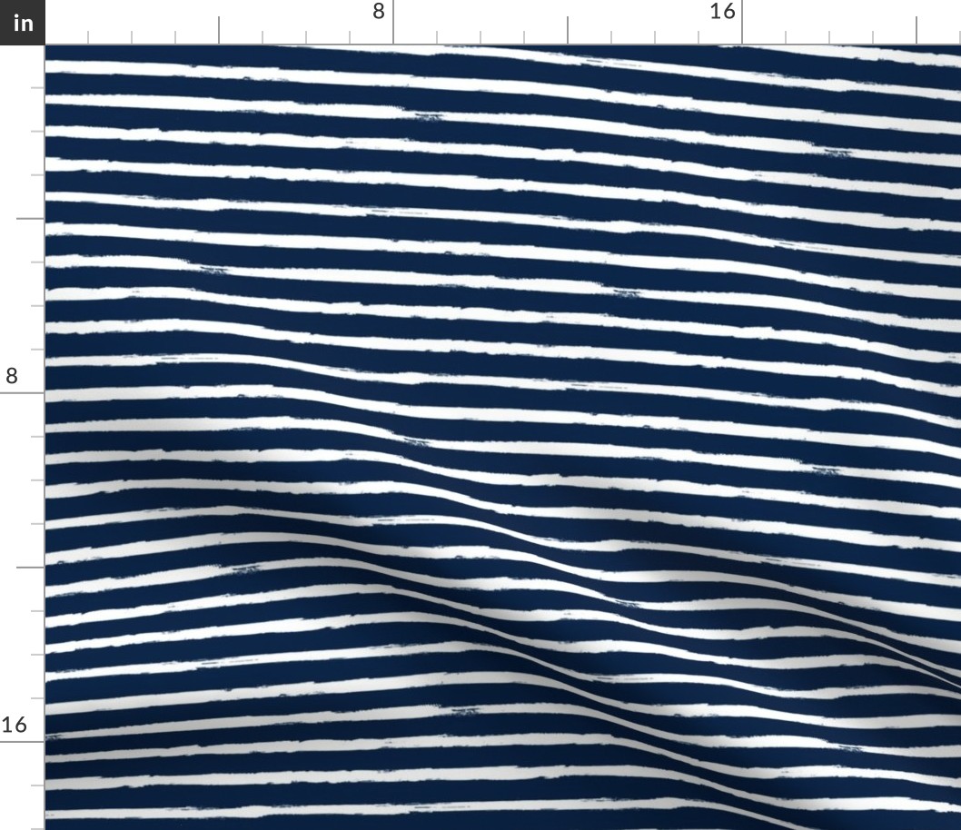 White Painted Stripes on Navy Blue (Grunge Vintage Distressed 4th of July American Flag Stripes)