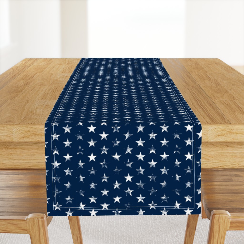 Distressed White Stars on Navy Blue (Grunge Vintage 4th of July American Flag Stars)