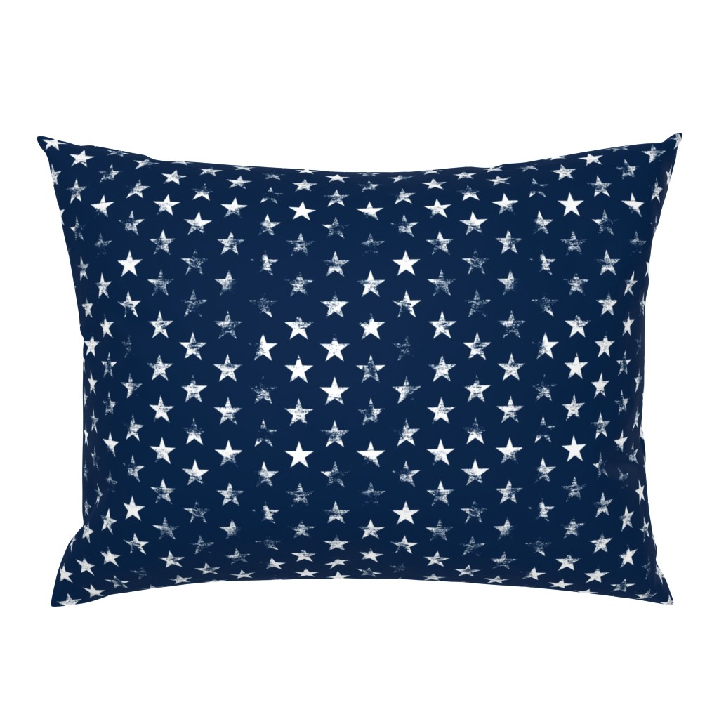 Distressed White Stars on Navy Blue (Grunge Vintage 4th of July American Flag Stars)