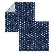 Distressed White Stars on Navy Blue (Grunge Vintage 4th of July American Flag Stars)