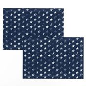 Distressed White Stars on Navy Blue (Grunge Vintage 4th of July American Flag Stars)