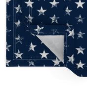 Distressed White Stars on Navy Blue (Grunge Vintage 4th of July American Flag Stars)