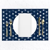 Distressed White Stars on Navy Blue (Grunge Vintage 4th of July American Flag Stars)