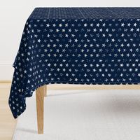 Distressed White Stars on Navy Blue (Grunge Vintage 4th of July American Flag Stars)