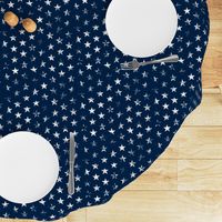 Distressed White Stars on Navy Blue (Grunge Vintage 4th of July American Flag Stars)