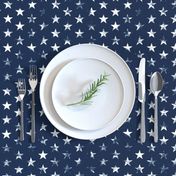 Distressed White Stars on Navy Blue (Grunge Vintage 4th of July American Flag Stars)