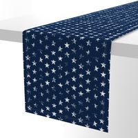 Distressed White Stars on Navy Blue (Grunge Vintage 4th of July American Flag Stars)