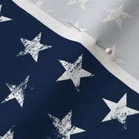 Distressed White Stars on Navy Blue (Grunge Vintage 4th of July American Flag Stars)