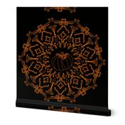 Fall Orange Pumpkin Harvest Mandala (8 inch block)