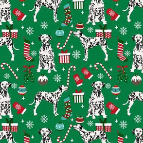 Dalmatian christmas fabric dog breeds candy canes xmas presents green