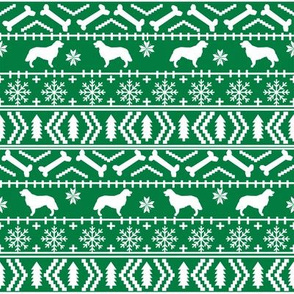 Golden Retriever fair isle christmas dog silhouette fabric green