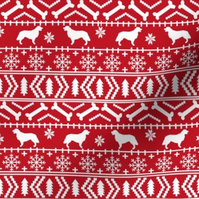 Golden Retriever fair isle christmas dog silhouette fabric red