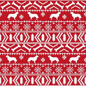 Golden Retriever fair isle christmas dog silhouette fabric red