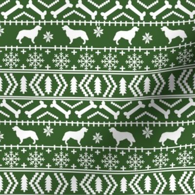 Golden Retriever fair isle christmas dog silhouette fabric med green