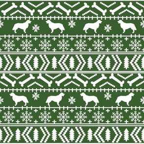 Golden Retriever fair isle christmas dog silhouette fabric med green