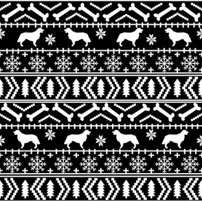 Golden Retriever fair isle christmas dog silhouette fabric black and white 