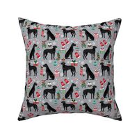 Great Dane black coat christmas presents stockings candy canes winter dog fabric grey