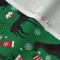 Great Dane black coat christmas presents stockings candy canes winter dog fabric green
