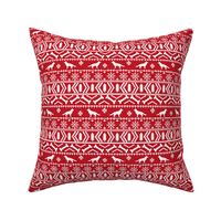 German Shepherd fair isle christmas fabric dog silhouette red