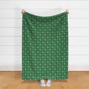 Husky red coat christmas presents candy canes stockings holiday dog fabric green