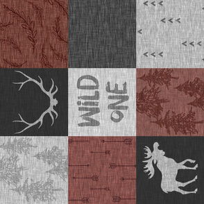 Wild One Quilt - Burgandy and Greys - rotated