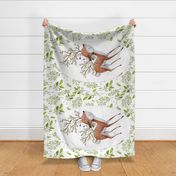 56"x36" Floral Fawn / Lilac Border around Leaves