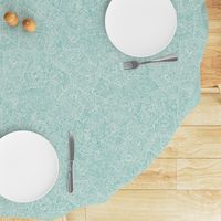 jumbo petoskey-stone pattern,  light turquoise  on off-white