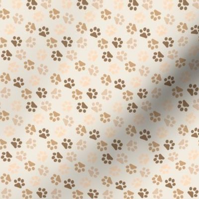 Dog Paws Brown Beige Small Print
